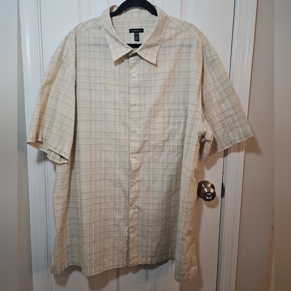Van Heusen Men's Button Up Dress Shirt - Short sleeve casual  4XL